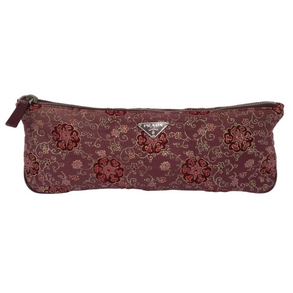 PRADA FLORAL EMBROIDERED PURPLE CLUTCH - Picture 1 of 8